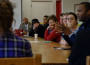DL Richards (background) looks on as Dwight contributes to the open forum portion of Diversi-Tea: To Laugh or Not To Laugh. Muuqi Maxwell/The Siskiyou