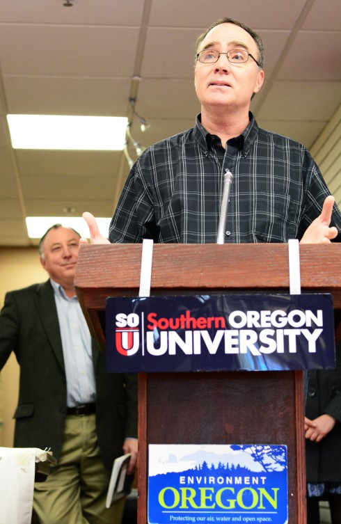 OSPIRG Press conference. (The Siskiyou/Robbie Wilkins)