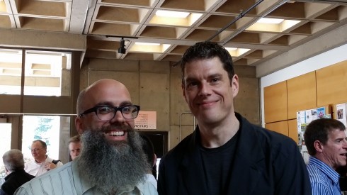 EMDA Director Bobby Arellano stands with Jelly Helm of Studio Jelly at the 2014 Ashland Innovators Conference. Photo courtesy of Brian Busk.