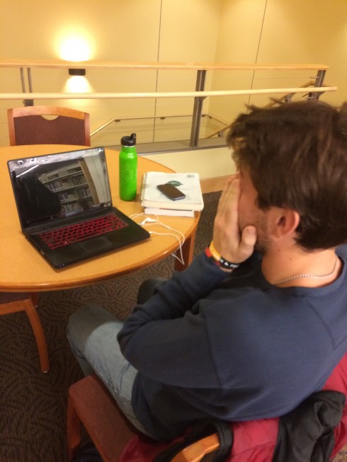 Greg Garcia studying late Wednesday evening