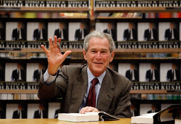 Former President George Bush at a book signing for his new memoir, Decision Points. Photo courtesy allvoices.com.