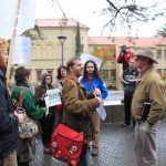 ASSOU Senator Paul Jenkins talks with CPS Director Steve Ross at Thursday's rally. Photo courtesy elizaschaaf.com