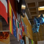 Flags hung in the SU for international week. (Karoline Curcin/The Siskiyou)