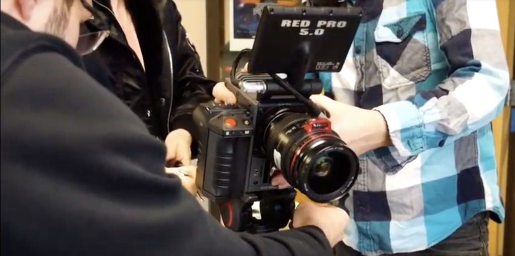 students working with the RED camera