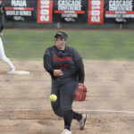 Softball player Gabby Sandoval throws ball