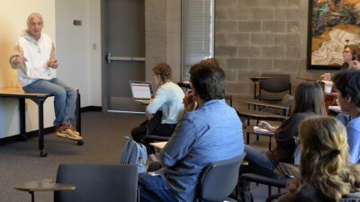 Southern Oregon University professor Craig Wright instructs Creative Writing students in a classroom