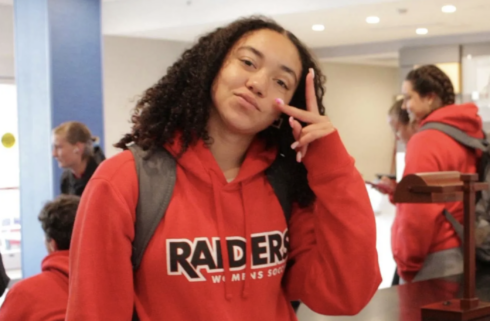 Portrait of Southern Oregon University soccer forward Ava Johnson