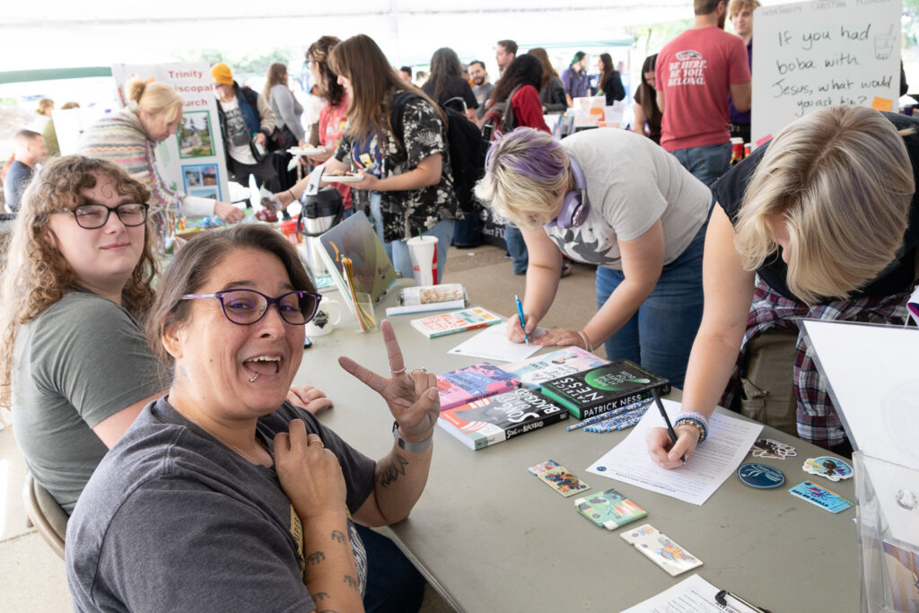 Representatives from Jackson County Library Services issued more than a dozen library cards at Wednesday's Meet Ashland & Beyond Fair.