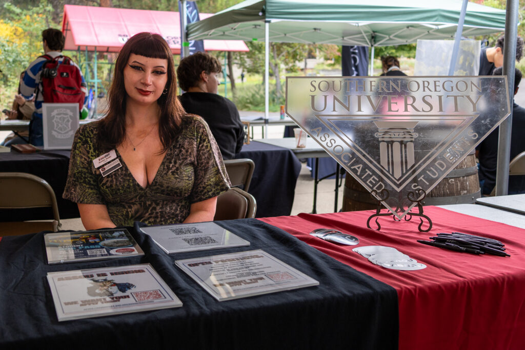 Sophia Smith, President of the Associated Students of Southern Oregon Universtiy, hosted a table at Thursday's Student Organization and Club Fair to connect with students interested in getting involved in student government.